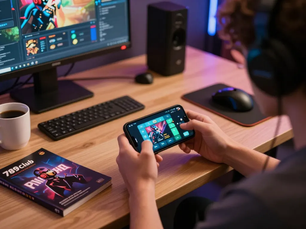 Engaging gameplay on the 789club app in a cozy home gaming setup.