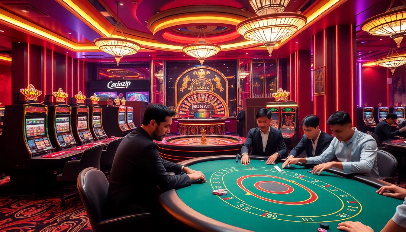 Players engaging in a thrilling game at Nhà cái Bongvip's luxurious casino.