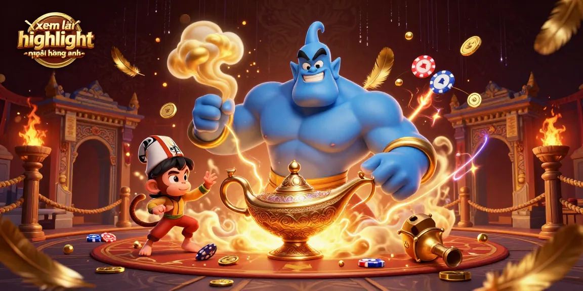 Experience xem lại highlight ngoại hạng anh with a vibrant scene of 3D characters and a dynamic casino theme.