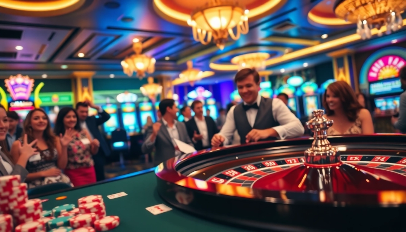 Engage with the excitement at e2bet casino roulette table surrounded by eager players.