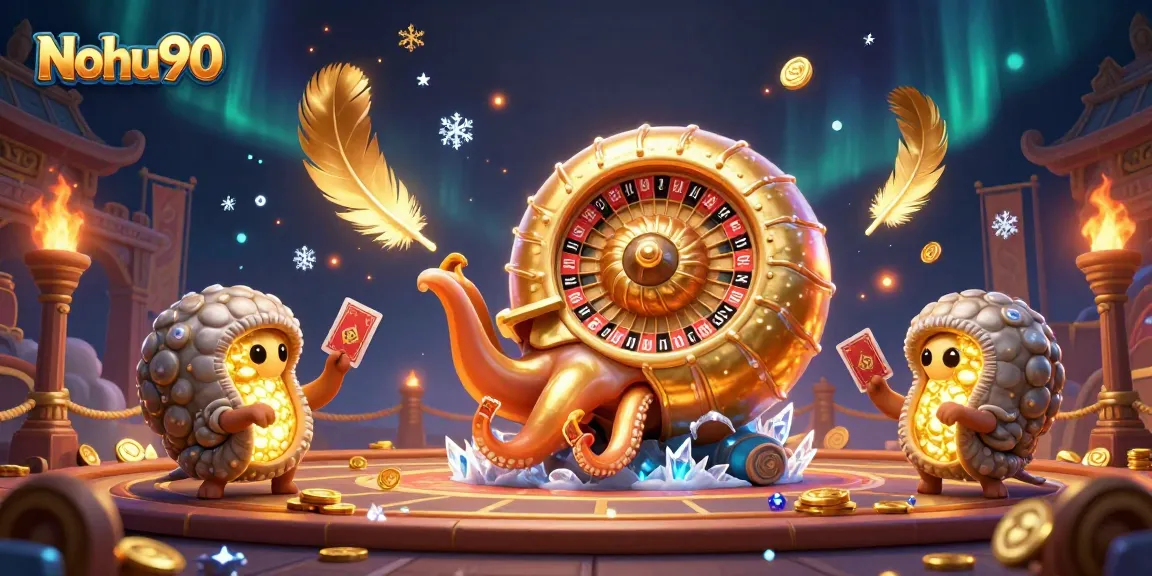 Nohu90 immerses players in thrilling gameplay with vibrant casino elements, including a giant nautilus and dynamic decorations.