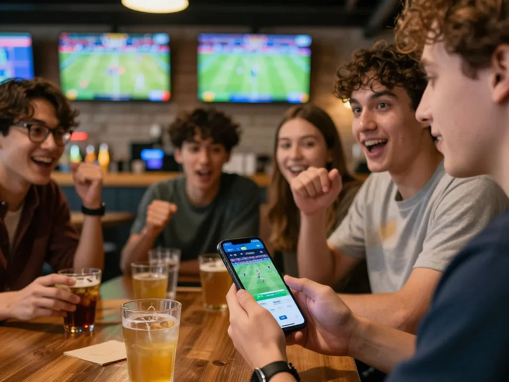 W88 mobile app showcased as a person places bets during a thrilling sports event gathering