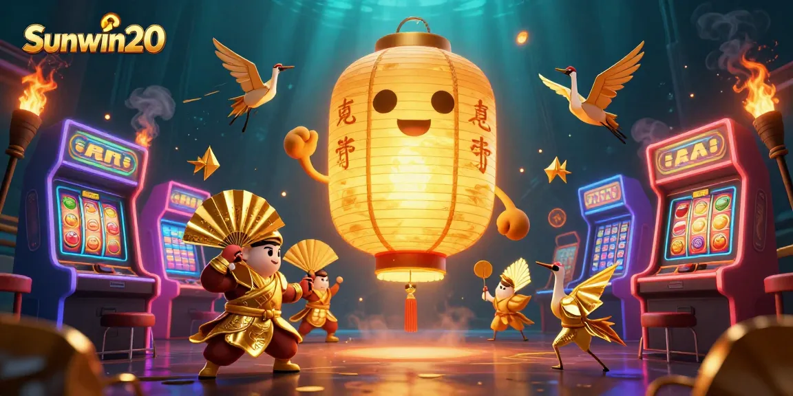 Experience the magic of Sunwin20 with a vibrant, immersive casino night scene filled with lucky symbols.