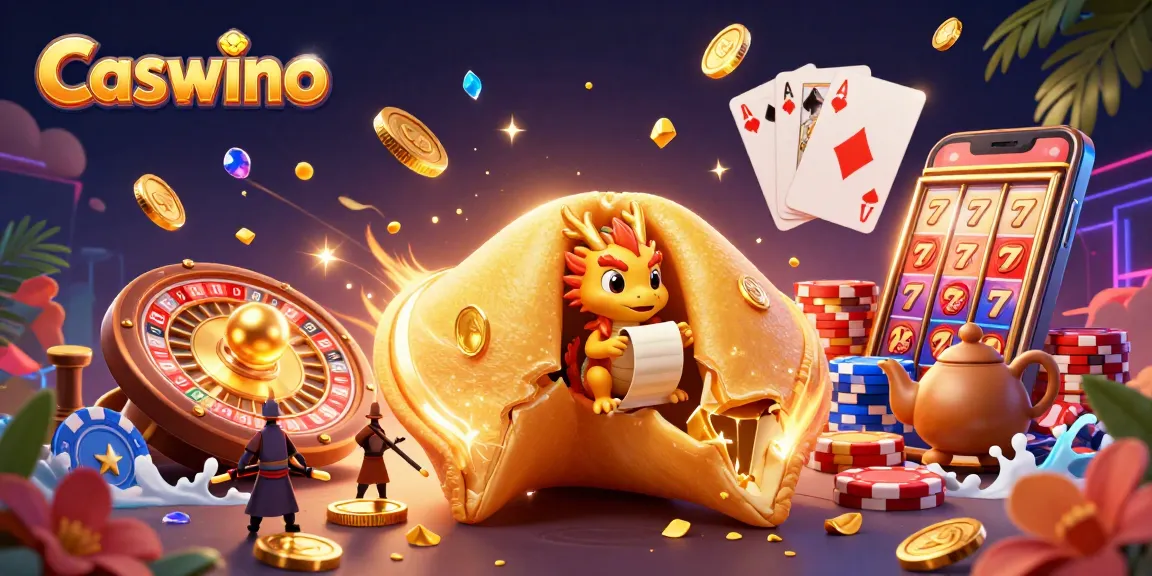 Experience the excitement of Caswino with vibrant casino elements and a fantasy scene.