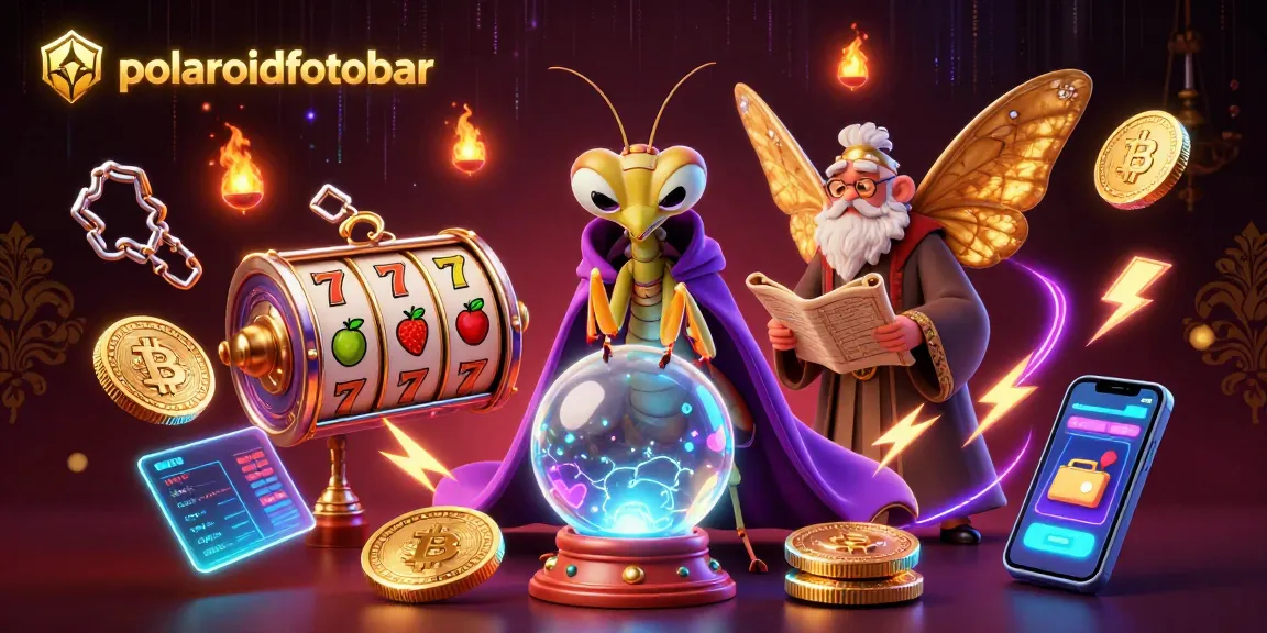 Experience casino thrills with polaroidfotobar's vibrant 3D illustration showcasing slots and fortune-telling elements.