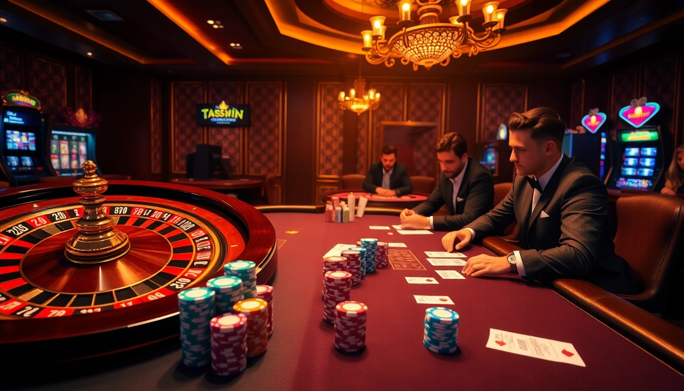 Experience the thrill of gambling with 789win at this luxurious casino scene featuring poker chips and roulette.