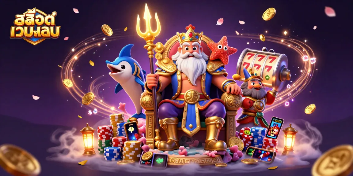 Spin the slot machine for jackpots at สล็อตเว็บตรง with colorful poker chips and casino elements.