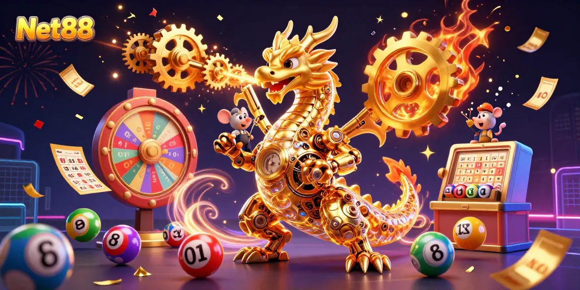 Engage in thrilling visuals of Net88's dynamic lottery experience featuring vibrant elements.