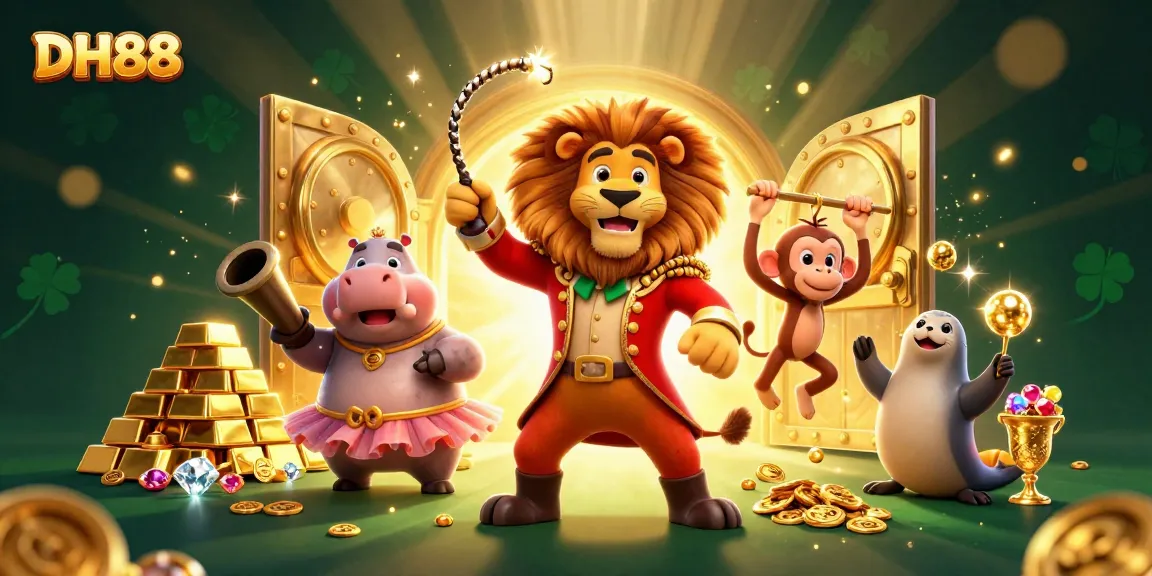 Experience thrilling gameplay at DH88 with vibrant casino characters amidst sparkling treasures.