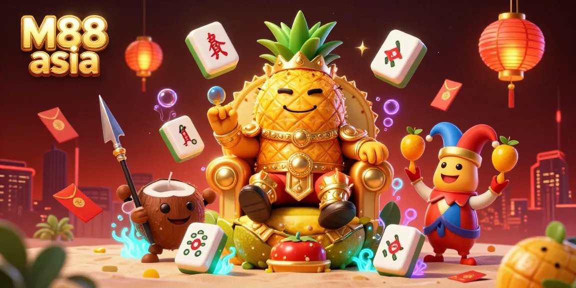 Experience M88 asia's vibrant online casino atmosphere with golden characters and festive elements.