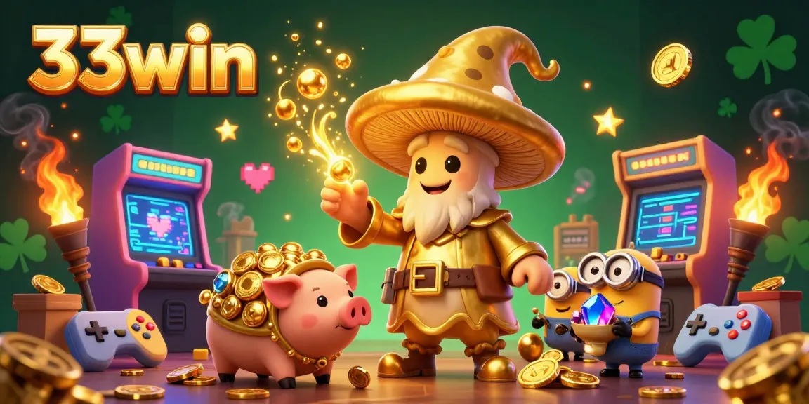 Experience the magic of 33win with enchanting characters and vibrant casino elements.