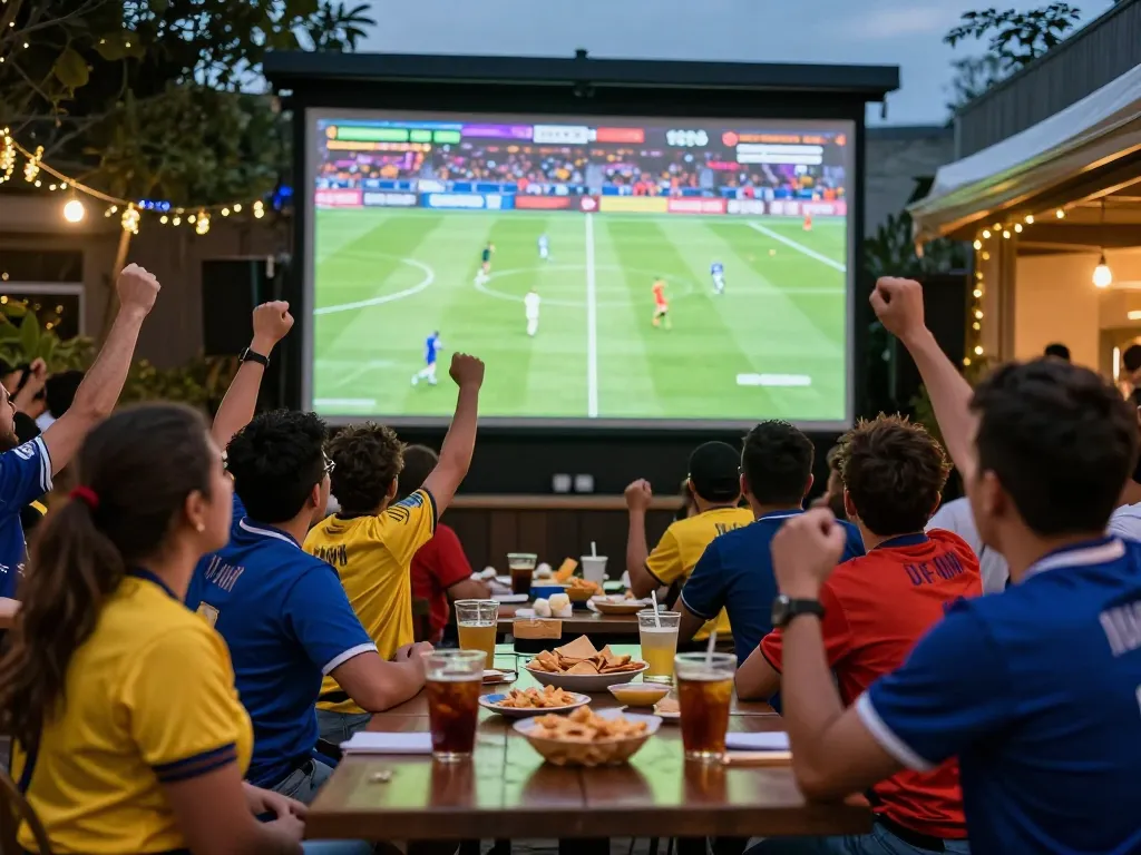 luong son fans cheering during a live football match at an outdoor venue with a vibrant atmosphere