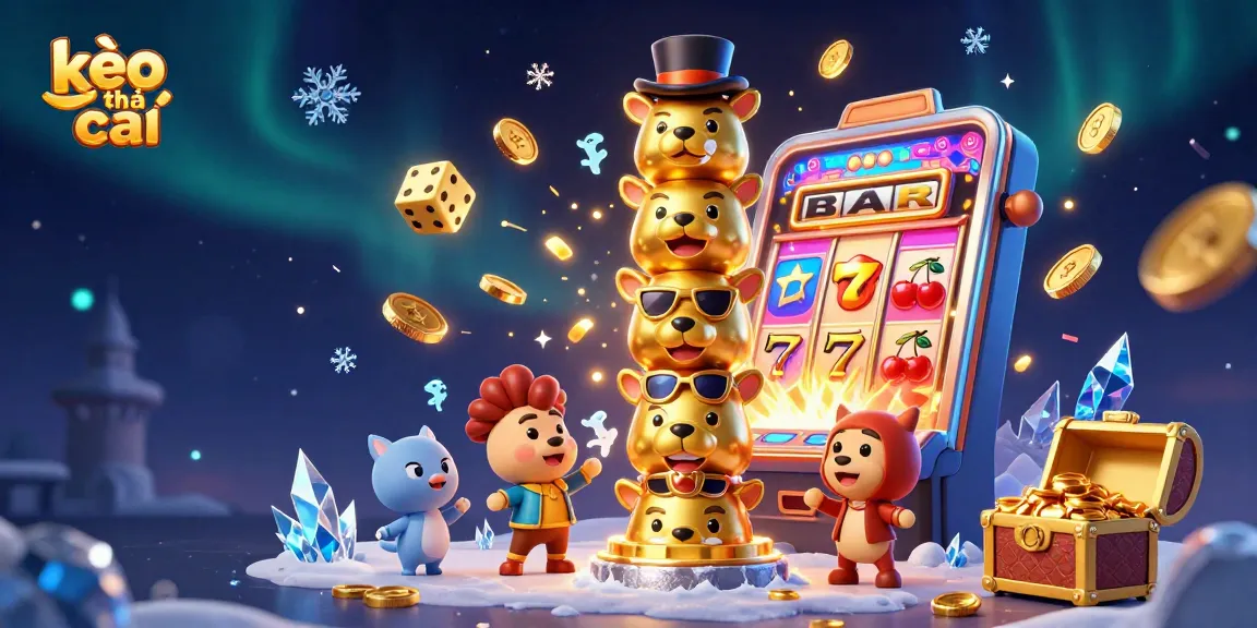 Experience kèo nhà cái action with vibrant 3D casino elements and a golden totem pole.