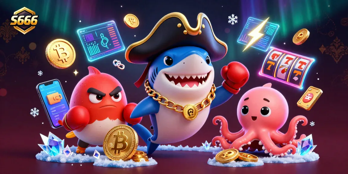 Experience the excitement of S666 with a vibrant 3D casino scene featuring characters and crypto-themed elements.