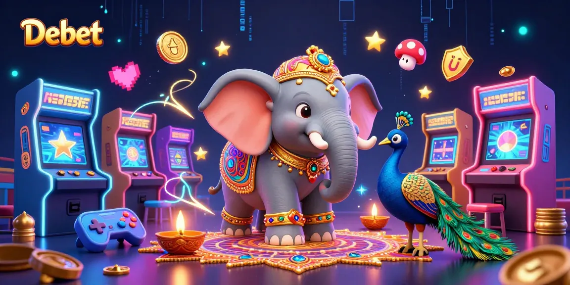 Experience the vibrant energy of Debet's gaming world with a dazzling 3D casino celebration.