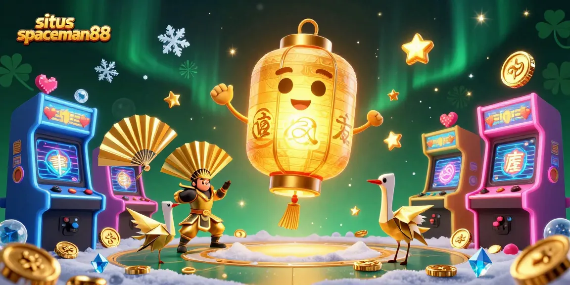 Experience exciting gaming at situs spaceman88 with vibrant 3D characters and casino elements.