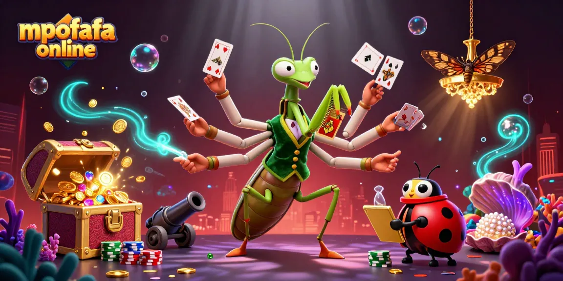 Engage with mpofafa online in a vibrant casino scene featuring a card sharp and ladybug pit boss.