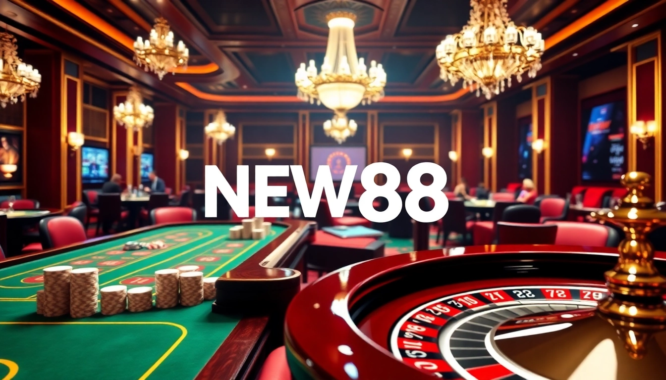 Experience the excitement of New88 casino with vibrant tables and engaging players in action.