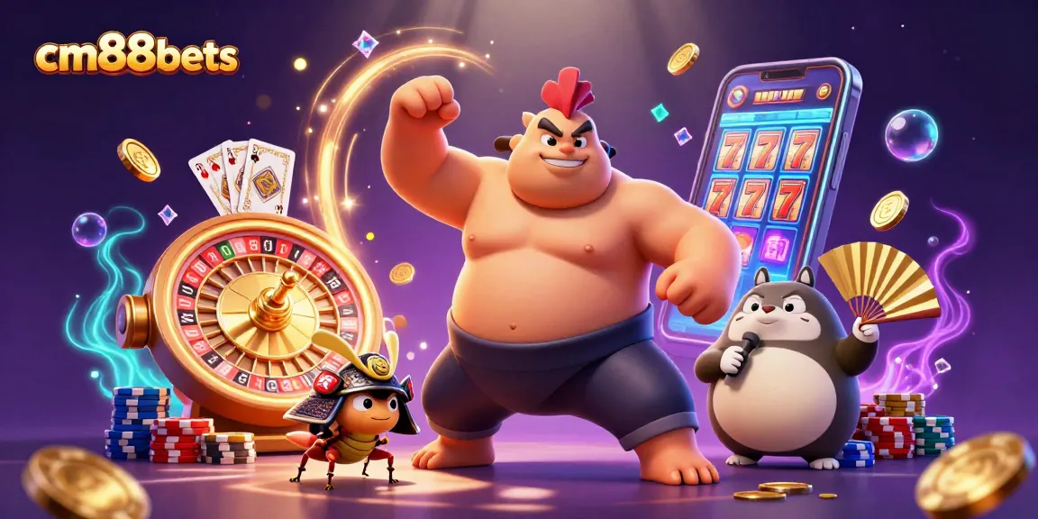 Engage with cm88bets for thrilling gameplay featuring a powerful sumo wrestler and fierce samurai cricket.