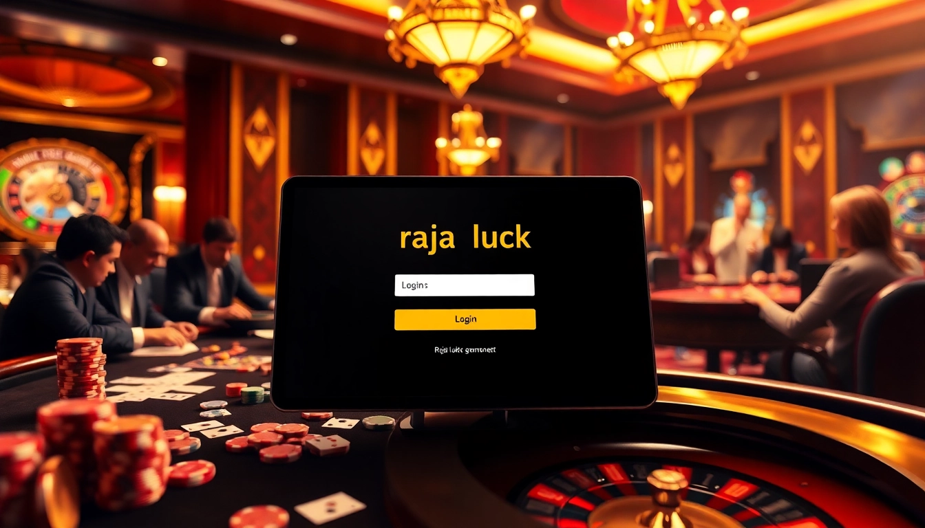 Engaging players in high-stakes gaming during raja luck login at a luxurious casino table.