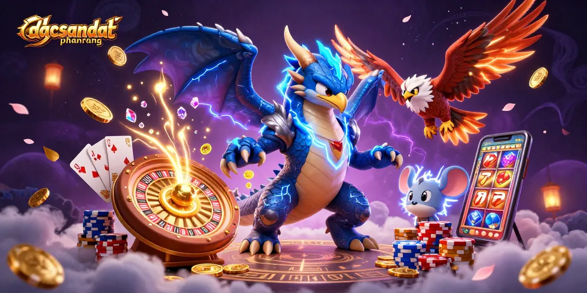 Join the thrilling action at dacsandatphanrang with majestic dragons and vibrant casino elements.