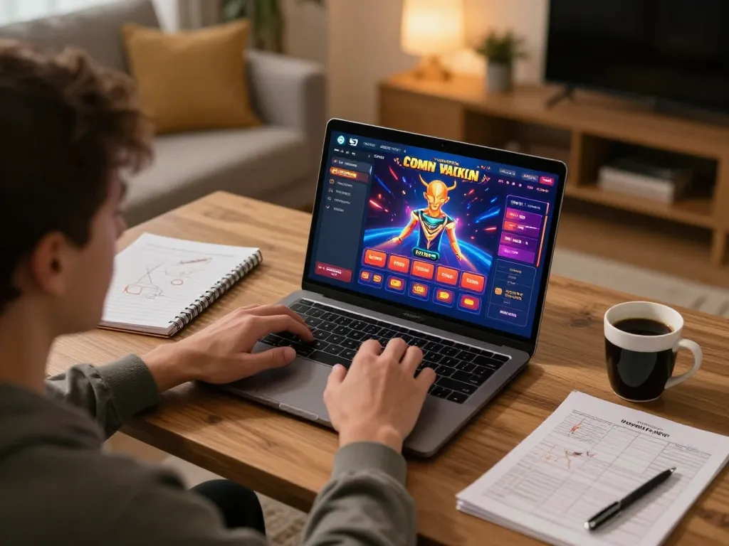 Engaging in online gaming at gk88 with vibrant interface highlighting strategic play in a cozy setting