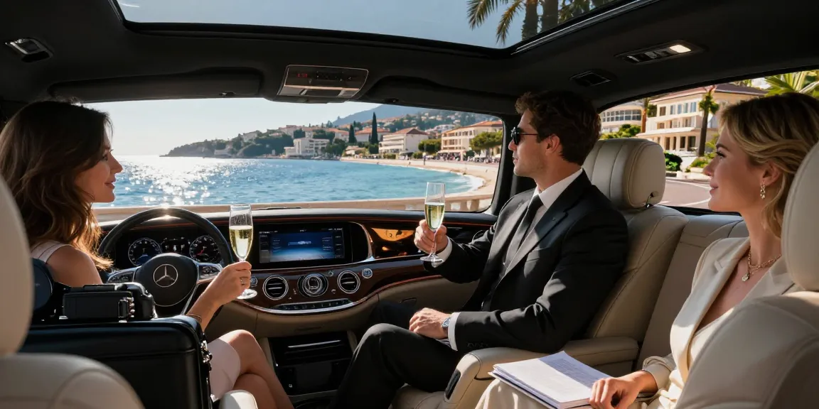 Service horaire Nice Cannes Monaco Saint-Tropez en limousine de luxe avec chauffeur sur la Côte d'Azur.