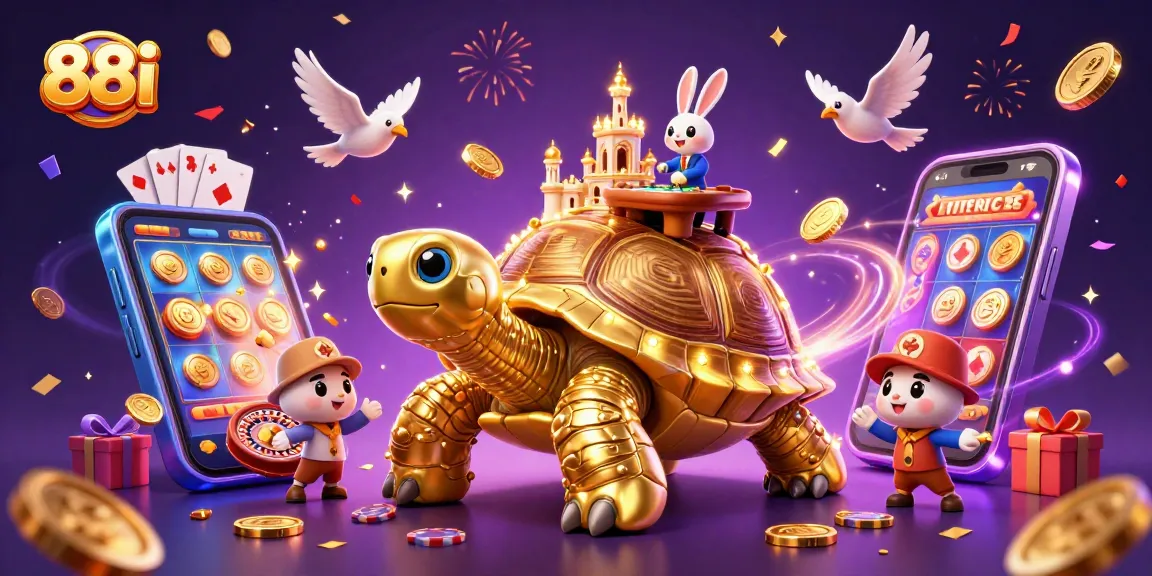 Experience thrilling wins at 88i with vibrant slot games, golden coins, and a magical tortoise!