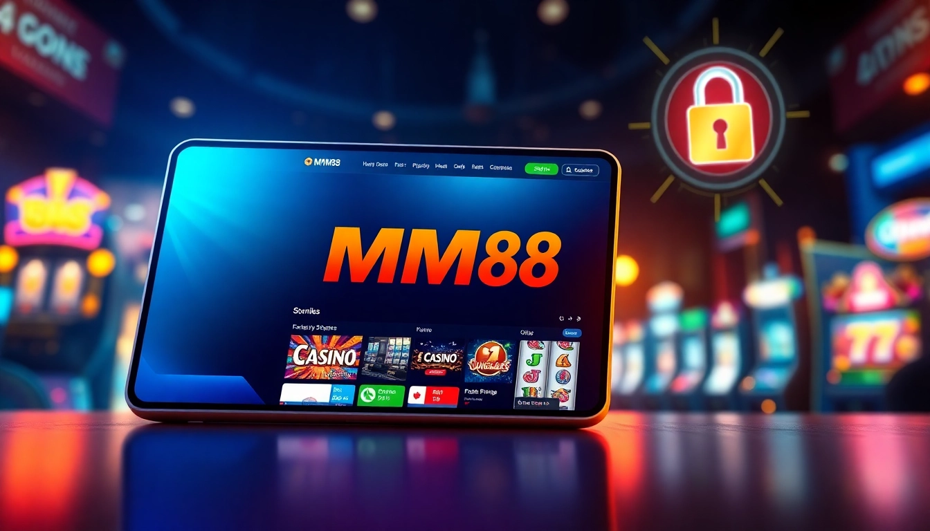 MM88 online gambling platform showcasing diverse gaming options and emphasizing security and modern technology.