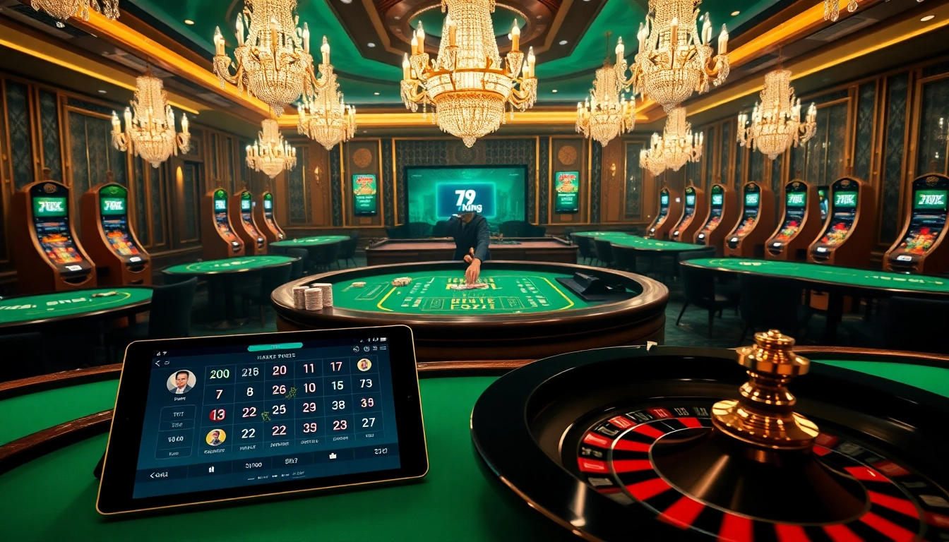 79king strategic gambling scene with casino games and live odds display