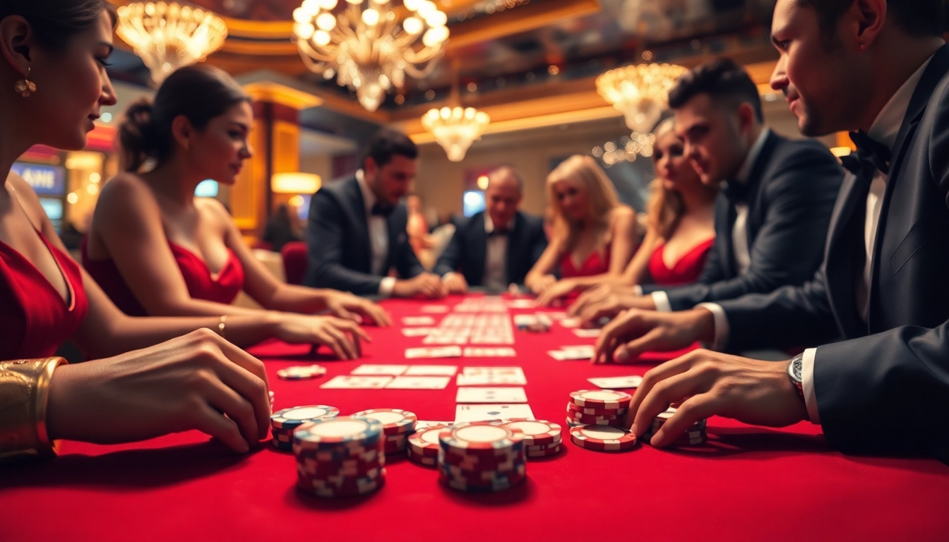 Experience the excitement of a Casino game with vibrant chips and players in action.
