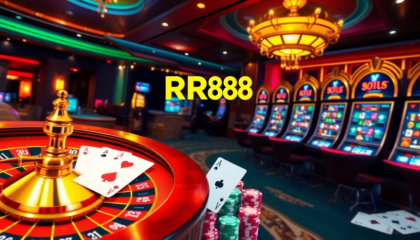 Players enjoying various gambling activities at RR88 casino, showcasing energy and excitement.