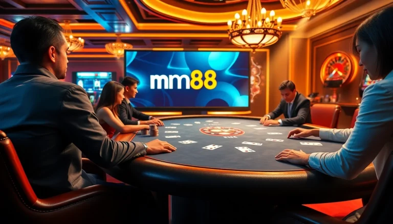 Experience the excitement of mm88 poker games in an elegant casino setting.