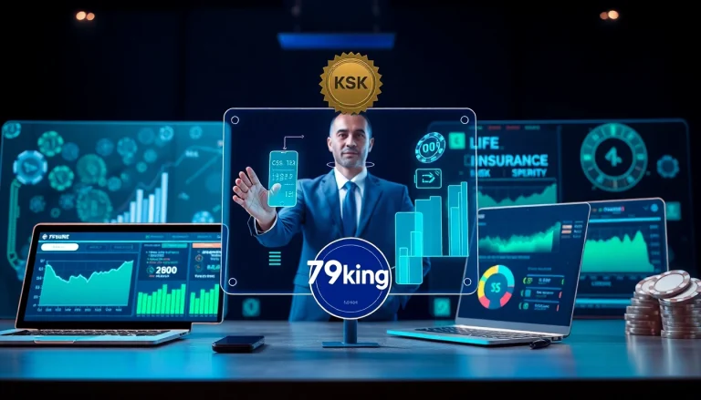 79king brand-integrated fintech scene: insurance security and online entertainment visuals