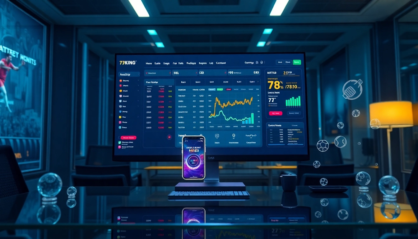 79king online betting dashboard with live odds and app on display