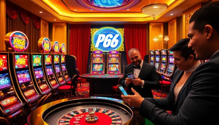 Experience the excitement of PG66 with vibrant slot machines and lively players.