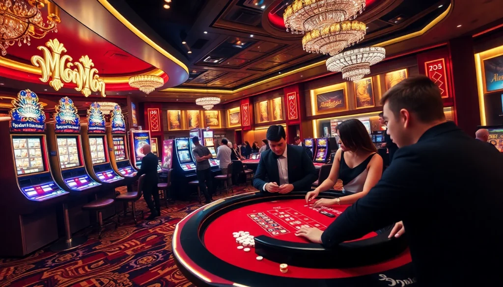 Experience the excitement of PU88 with players engaged at luxurious casino tables full of action and strategy.