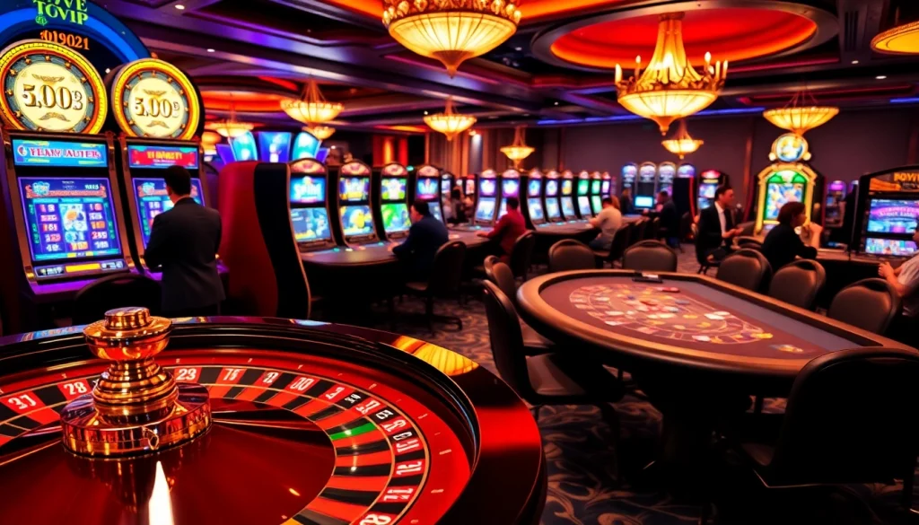 Experience the exciting atmosphere of TOPVIP's casino with vibrant games and engaging players.