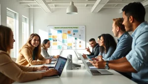 Engaging professionals discussing follow in dm strategies in a collaborative workspace.