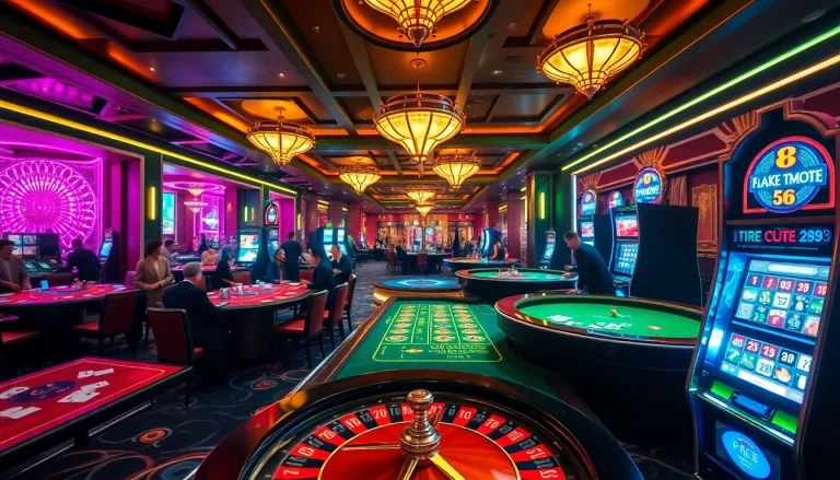 Players enjoying the excitement of QQ88 casino games with poker chips and roulette.