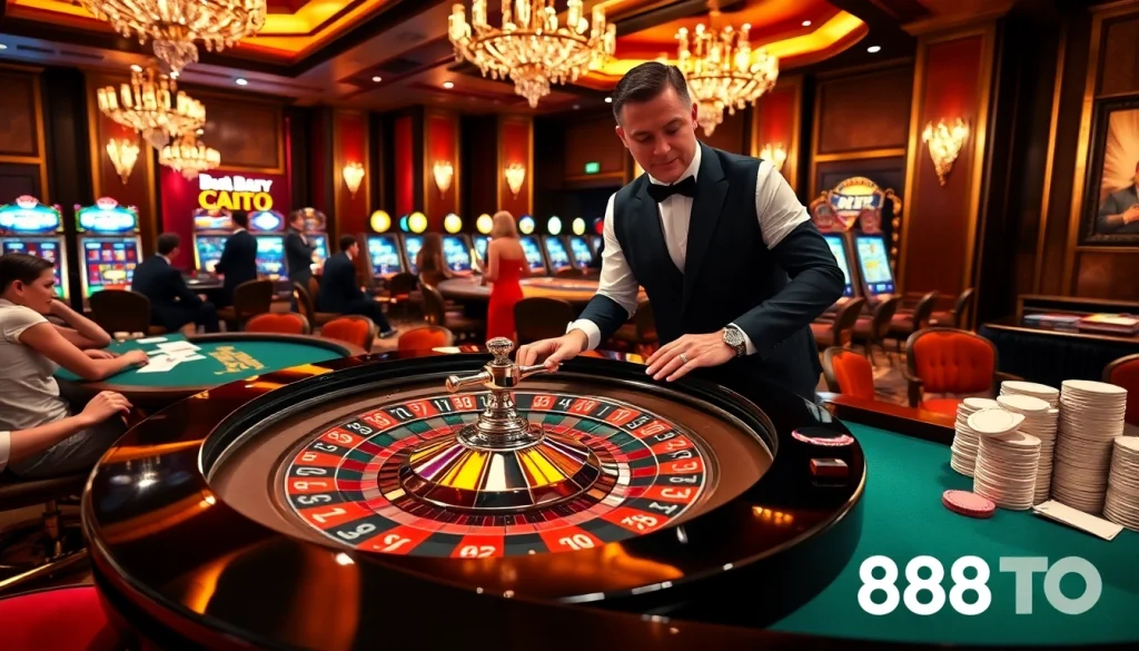 Players enjoy thrilling games at 888TO while placing strategic bets at the casino table.
