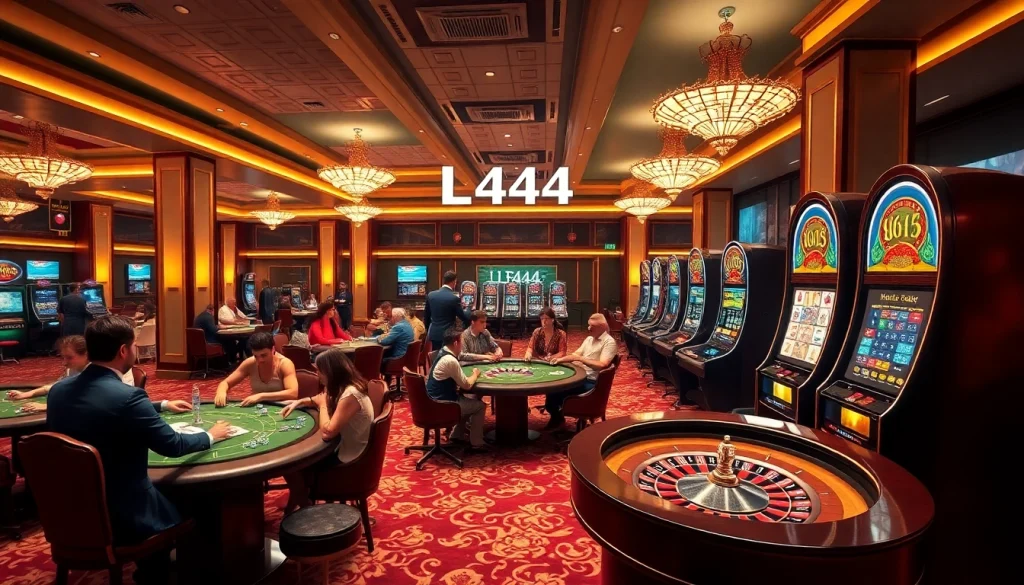 Experience the vibrant excitement of L444's live casino atmosphere filled with players at tables.
