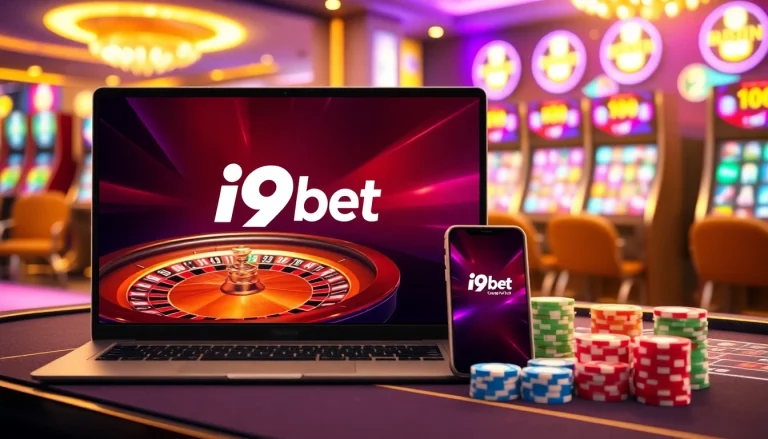 Experience the excitement of online gaming with i9bet, featuring vibrant casino elements.