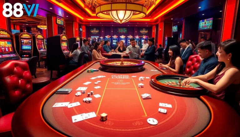 Engaging players celebrating their wins at an elegant online casino table featuring 888VI's vibrant design.