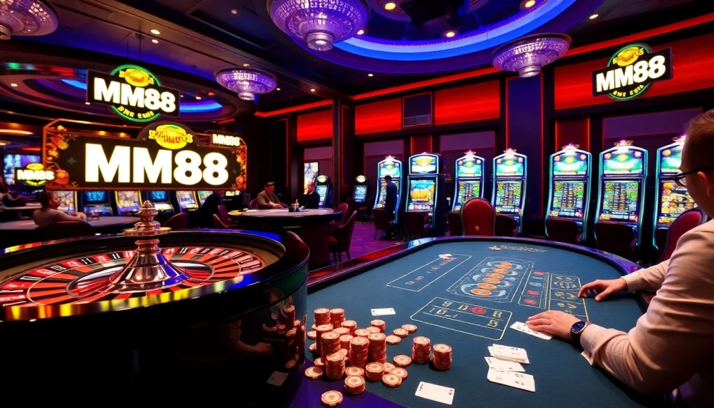 Experience the thrill of MM88 with vibrant casino games featuring roulette and poker.