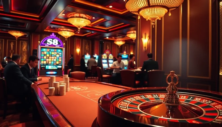 Experience high-stakes action at the S8 poker table inside a luxurious casino.