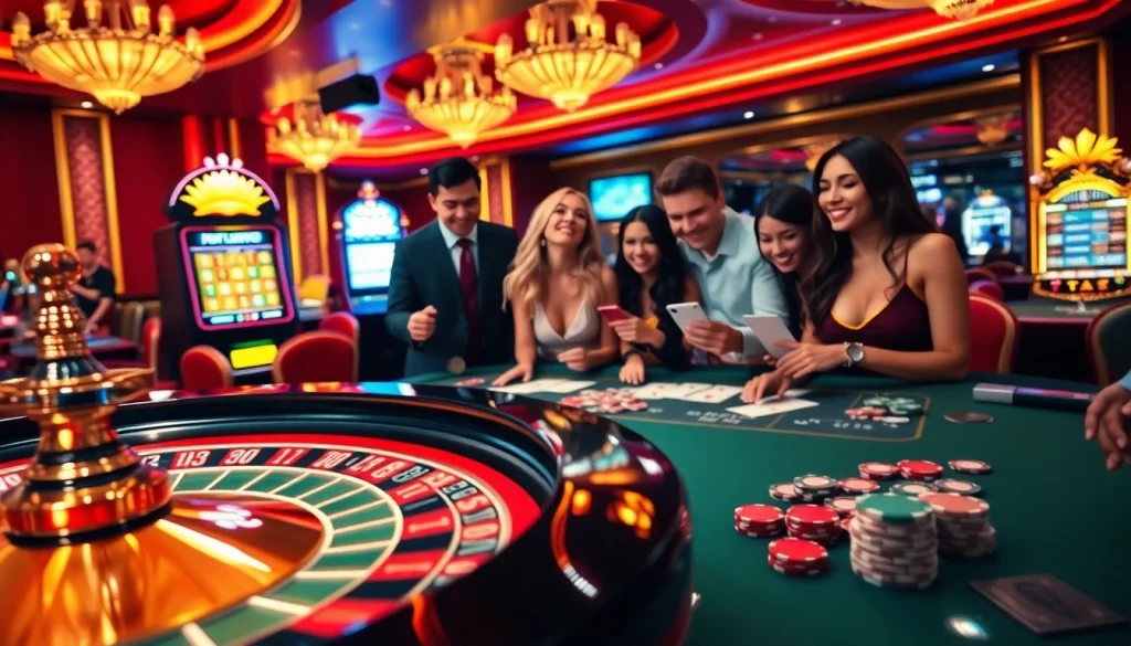 Excited gamblers at new 88 casino placing bets on a vibrant roulette table.