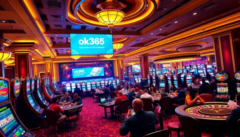 Exciting gaming atmosphere at ok365.free featuring vibrant tables and engaged players.