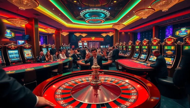 Exciting casino action at https://333bett.com.br with a vibrant roulette wheel and enthusiastic players.