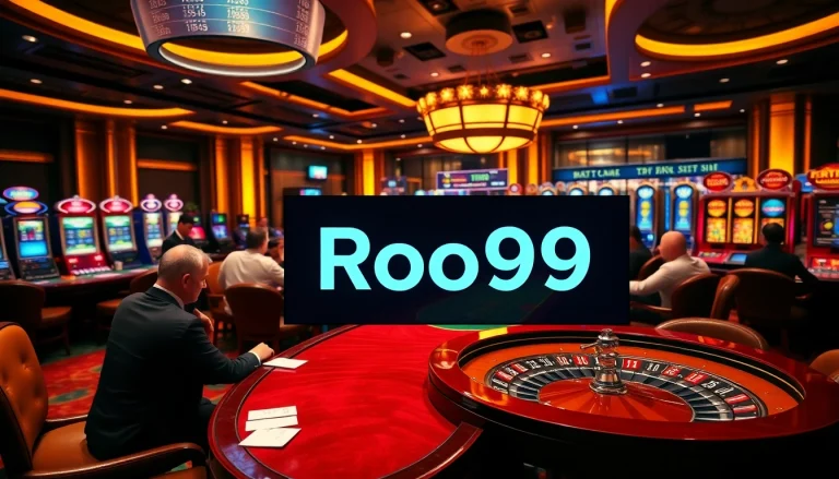 Gamblers enjoy a thrilling moment at a casino with Roo99 gaming themes.